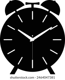 Icono del reloj despertador, esfera negra