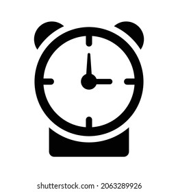 Alarma, icono del reloj. Gráficos vectoriales negros.