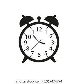 Alarm a clock icon in black ware up on the white background
