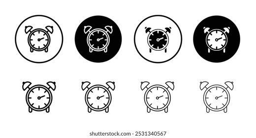 Alarm clock icon Black and white outline vector