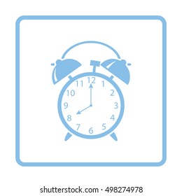 Alarm clock icon. Blue frame design. Vector illustration.