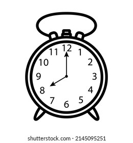 Alarm Clock Icon. Bold outline design with editable stroke width. Vector Illustration.