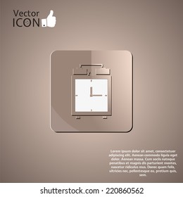 Alarm clock icon in the button. Made in vector