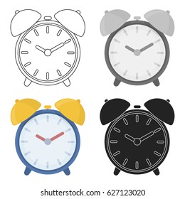 Alarm clock icon in cartoon style isolated on white background. Hotel symbol stock vector illustration.