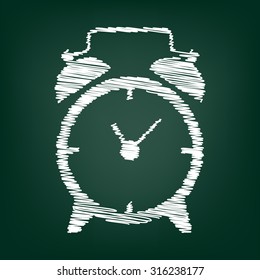 Alarm clock icon with chalk effect 