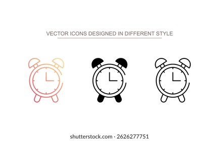 Diseño de icono de reloj de alarma con fondo blanco