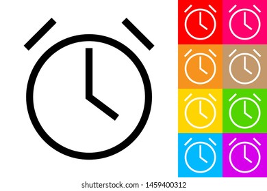 Alarm Clock. Icon With Different Color Background