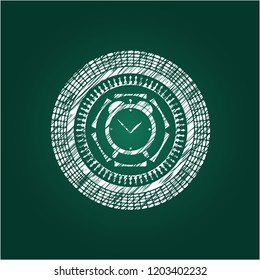 alarm clock icon drawn on blackboard