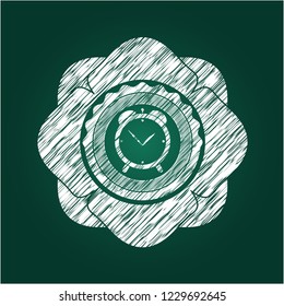 alarm clock icon drawn on blackboard