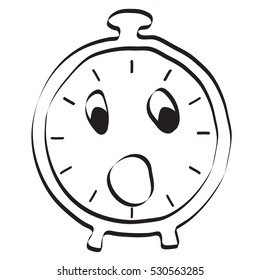 alarm clock icon. Editable vector graphic in linear hand-drawn style. Vector illustration