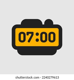 Icono de reloj de alarma en estilo de línea rellena sobre muebles, uso para presentación de aplicación móvil del sitio web