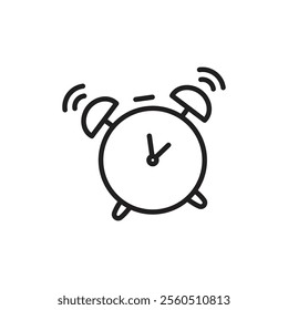 Alarm clock icon Flat art in black and white isolated