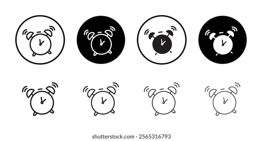 Alarm clock icon Flat art in black and white isolated