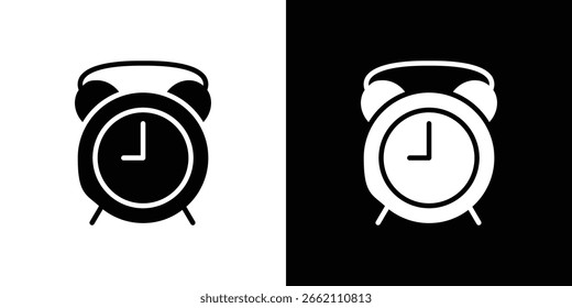 Wecker-Symbol in flachem schwarzem einfarbigem Vektorsatz