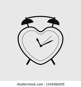 Alarm clock icon in a flat design in black color. Vector illustration eps10