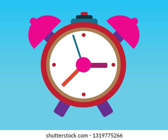 Alarm clock icon. Flat design with long shadow. Vector illustration