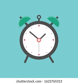 Alarm Clock icon flat design on blue background
