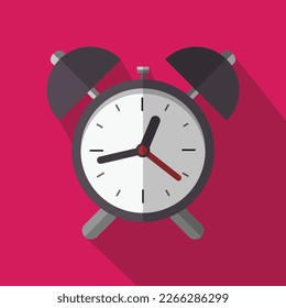 Alarm clock icon. Flat design style. Web site page and mobile app design element