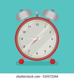 Alarm clock icon. Flat design style.