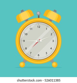Alarm clock icon. Flat design style.