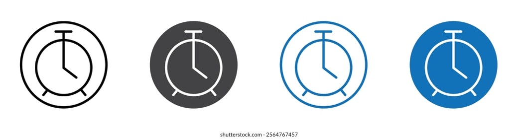 Alarm clock icon flat editable icon mark set.