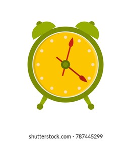 Alarm clock icon. Flat illustration of alarm clock vector icon isolated on white background