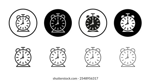 Alarm clock icon flat line symbol set.