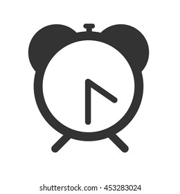 Alarm clock icon. Flat logo of alarm clock on white background. Vector illustration.