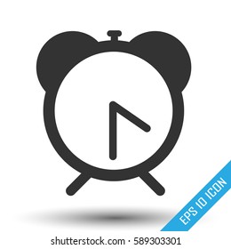 Alarm clock icon. Flat logo of alarm clock on white background. Vector illustration.
