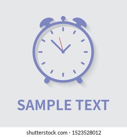 Alarm clock icon in flat style - timer on gray background. Vector design element