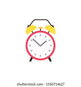 Alarm clock icon in flat style. Vector illustration isolated on white background 