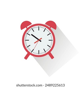 Alarm clock icon in flat style. Vector illustration on white background.