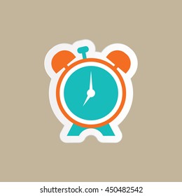 alarm clock icon in flat style