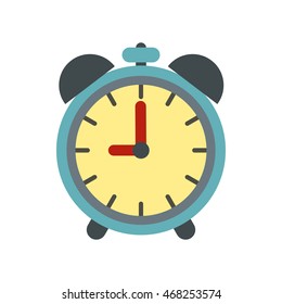 Alarm clock icon in flat style isolated on white background. Time symbol