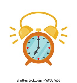 Alarm clock icon in flat style isolated on white background. Vector illustration