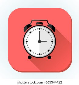 Alarm clock icon in flat style.