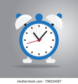 Alarm clock icon flat style on gray background vector illustration