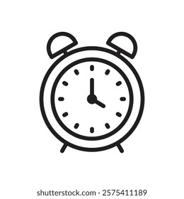 Alarm clock icon Flat vector set outline