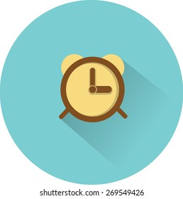 Alarm clock icon. Flat vector illustration