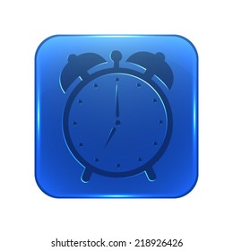 alarm clock icon - glossy blue button