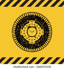 alarm clock icon grunge warning sign emblem. Vector Illustration. Detailed.