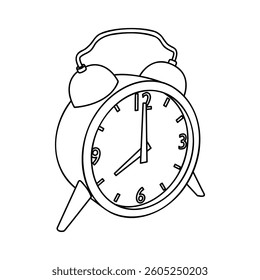 Alarm clock icon - hand drawn black and white vector illustration.