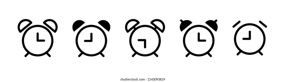 Alarm clock icon. Alarm horologe signs collection. Time alarm icon. Stock vector