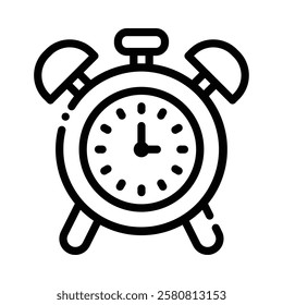 Alarm Clock icon illustration in line style. Perfect for website mobile app presentation. Suitable for any user interface and user experience