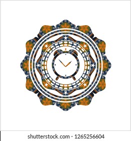 alarm clock icon inside arabesque emblem. arabic decoration.