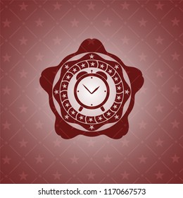 alarm clock icon inside badge with red background