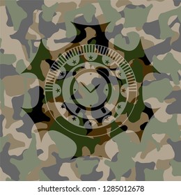 alarm clock icon inside camouflage texture