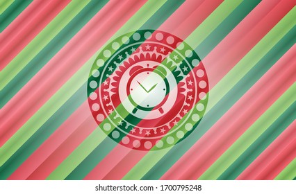 icono del reloj despertador dentro de la placa de Navidad...