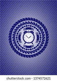 alarm clock icon inside jean background