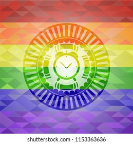 alarm clock icon inside lgbt colors emblem 
